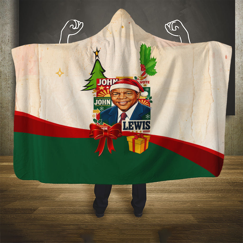 John Lewis Selma 1965 Christmas Hooded Blanket Civil Rights Courage Hope Peace Festive Holiday Tree