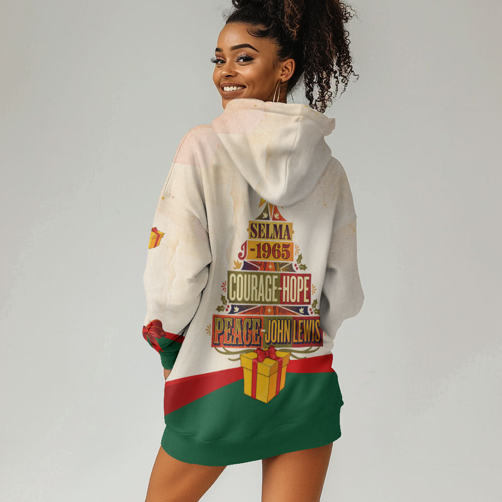 John Lewis Selma 1965 Christmas Hoodie Dress Civil Rights Courage Hope Peace Festive Holiday Tree