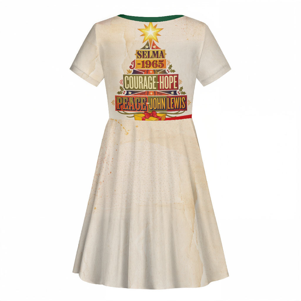 John Lewis Selma 1965 Christmas Kid Short Sleeve Dress Civil Rights Courage Hope Peace Festive Holiday Tree