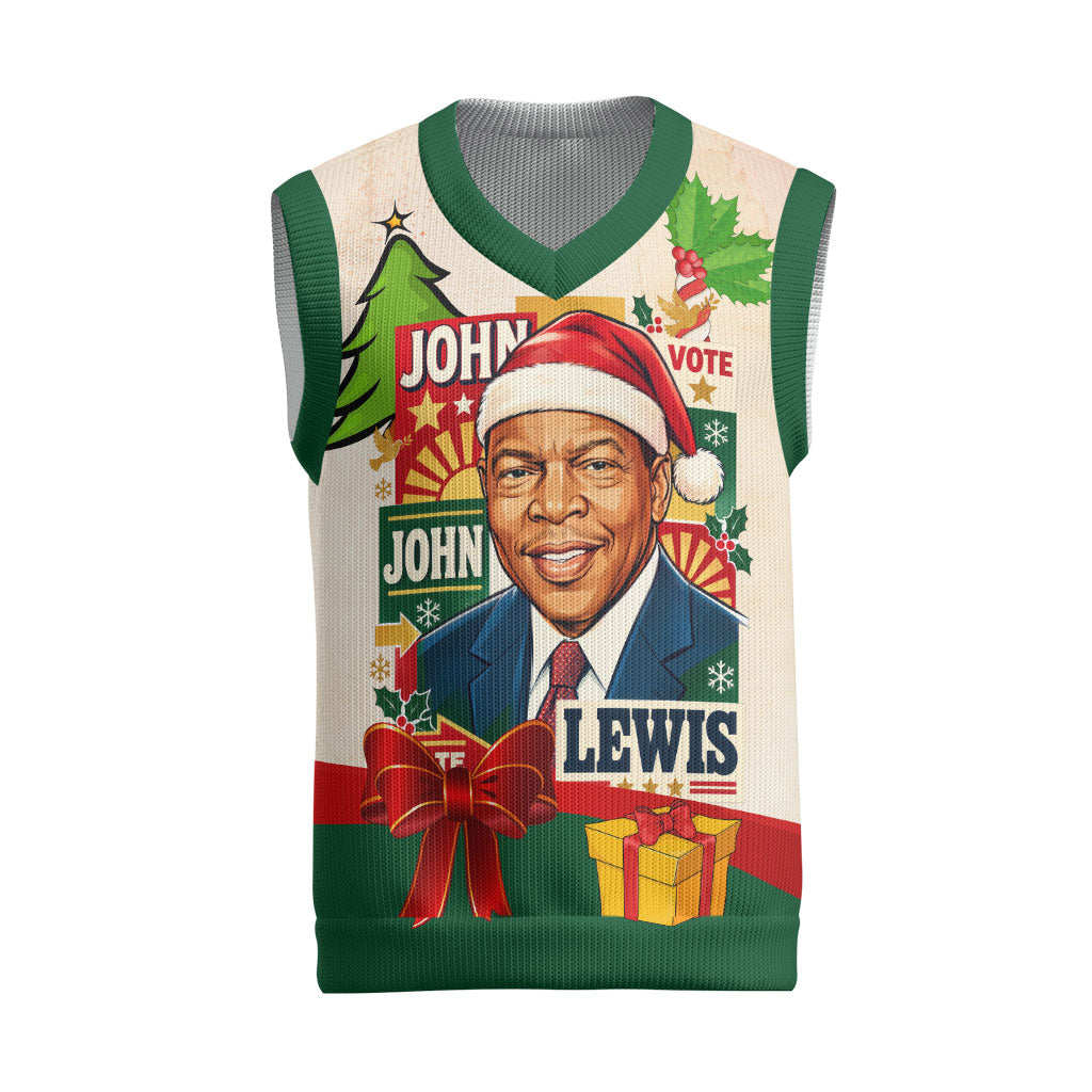 John Lewis Selma 1965 Christmas Knitted V-Neck Vest Civil Rights Courage Hope Peace Festive Holiday Tree