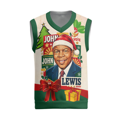 John Lewis Selma 1965 Christmas Knitted V-Neck Vest Civil Rights Courage Hope Peace Festive Holiday Tree