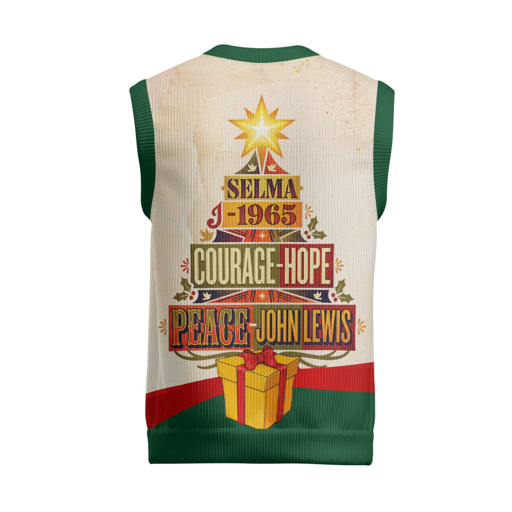John Lewis Selma 1965 Christmas Knitted V-Neck Vest Civil Rights Courage Hope Peace Festive Holiday Tree
