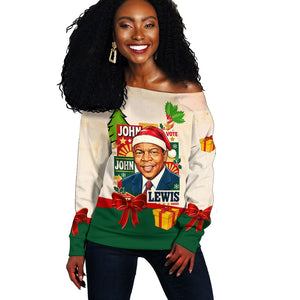 John Lewis Selma 1965 Christmas Off Shoulder Sweater Civil Rights Courage Hope Peace Festive Holiday Tree