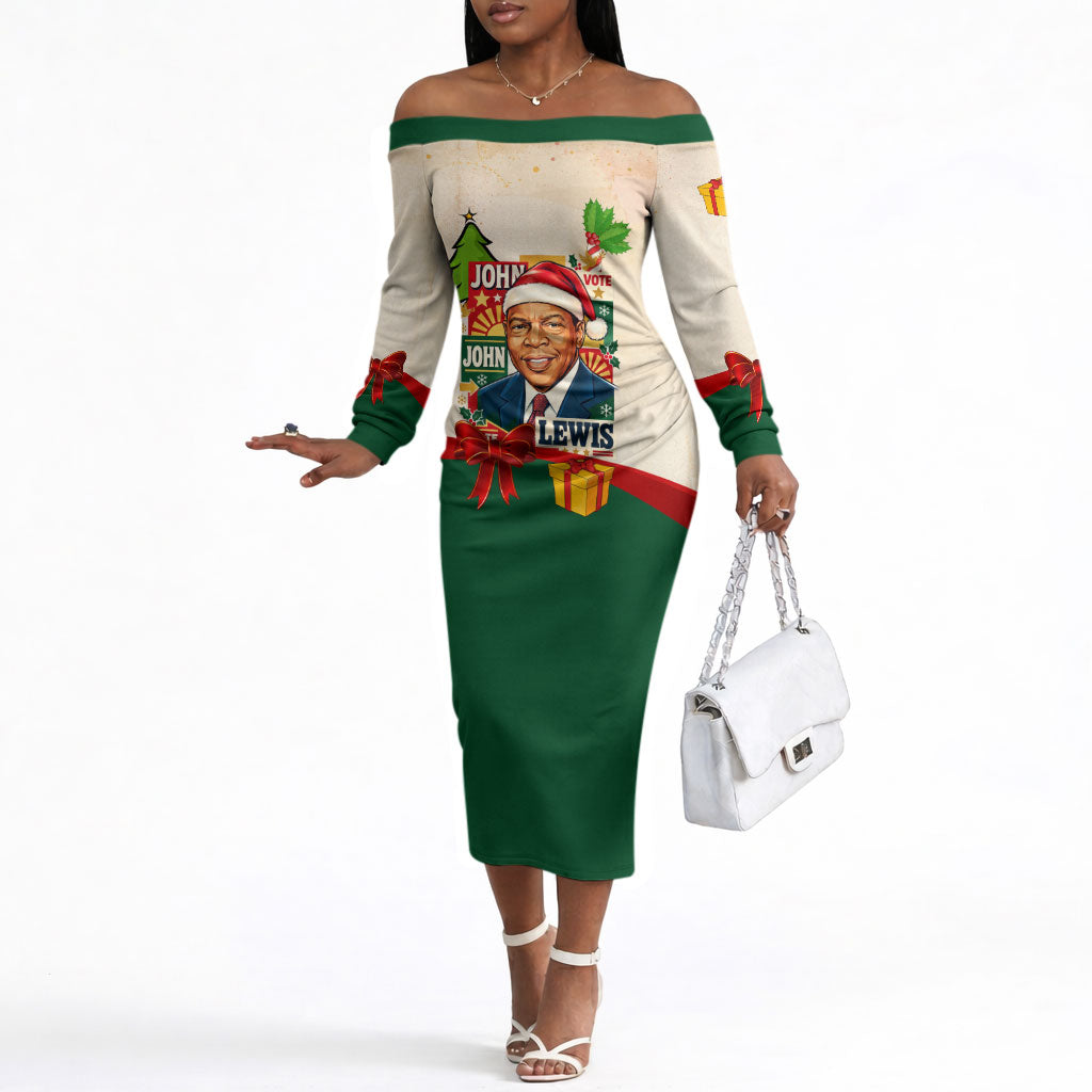 John Lewis Selma 1965 Christmas Off The Shoulder Long Sleeve Dress Civil Rights Courage Hope Peace Festive Holiday Tree