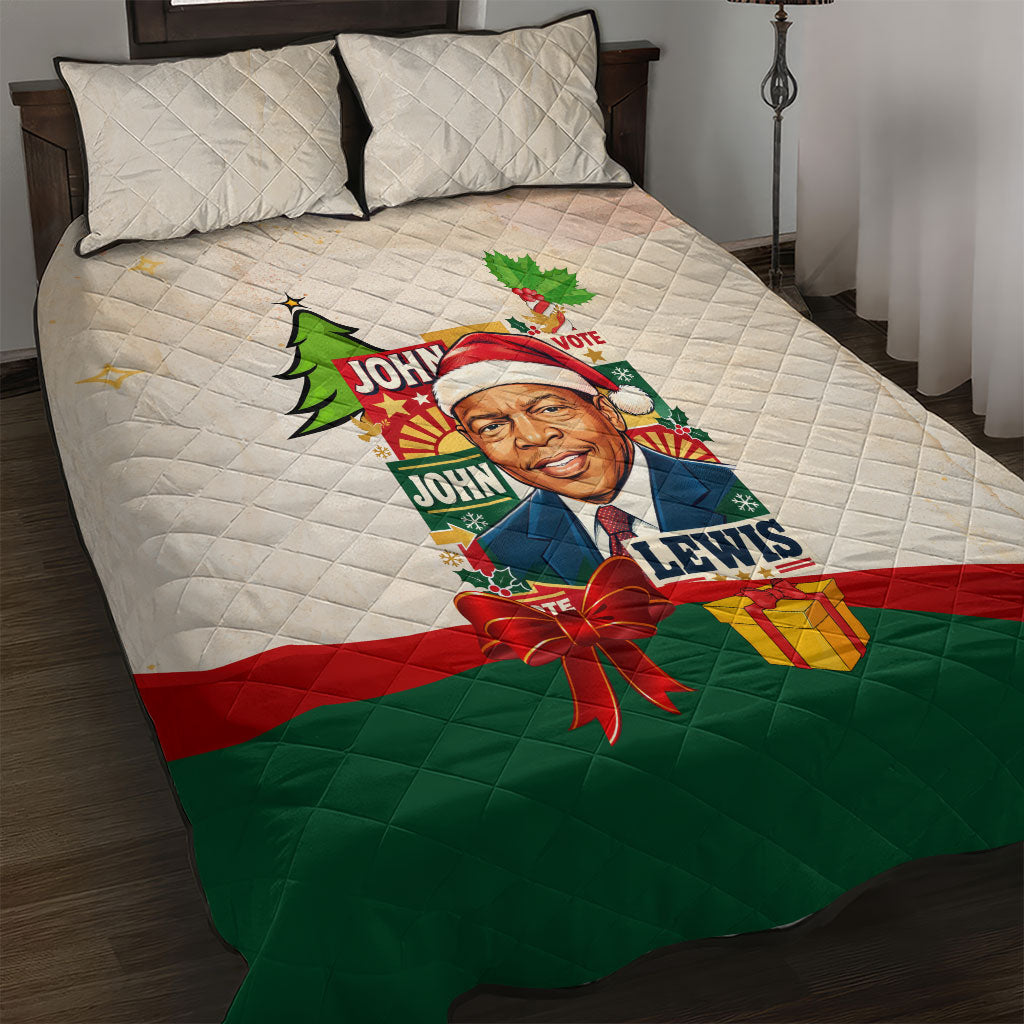 John Lewis Selma 1965 Christmas Quilt Bed Set Civil Rights Courage Hope Peace Festive Holiday Tree