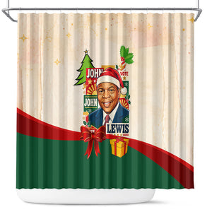 John Lewis Selma 1965 Christmas Shower Curtain Civil Rights Courage Hope Peace Festive Holiday Tree