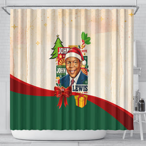 John Lewis Selma 1965 Christmas Shower Curtain Civil Rights Courage Hope Peace Festive Holiday Tree