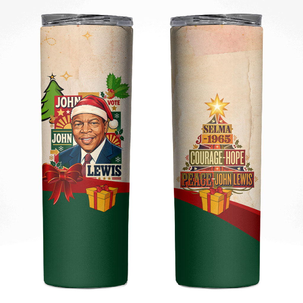 John Lewis Selma 1965 Christmas Skinny Tumbler Civil Rights Courage Hope Peace Festive Holiday Tree