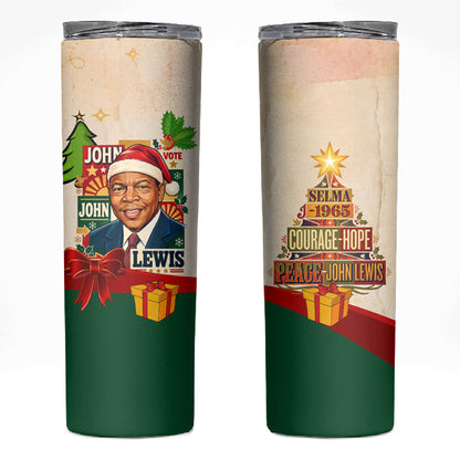 John Lewis Selma 1965 Christmas Skinny Tumbler Civil Rights Courage Hope Peace Festive Holiday Tree