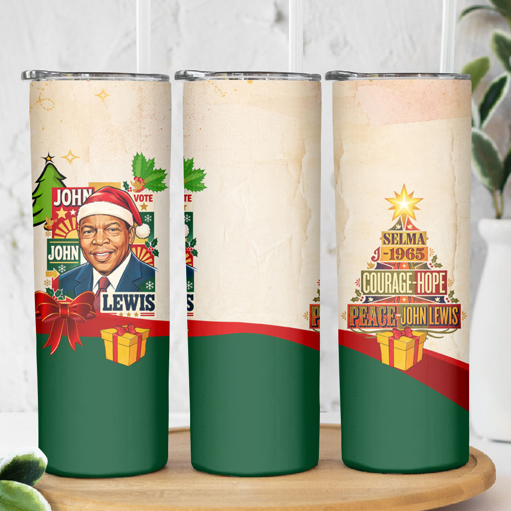 John Lewis Selma 1965 Christmas Skinny Tumbler Civil Rights Courage Hope Peace Festive Holiday Tree