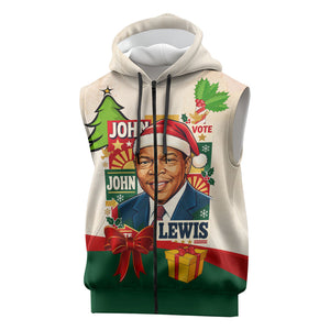 John Lewis Selma 1965 Christmas Sleeveless Zip Hoodie Civil Rights Courage Hope Peace Festive Holiday Tree
