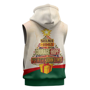 John Lewis Selma 1965 Christmas Sleeveless Zip Hoodie Civil Rights Courage Hope Peace Festive Holiday Tree