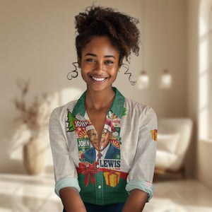 John Lewis Selma 1965 Christmas Women Casual Shirt Civil Rights Courage Hope Peace Festive Holiday Tree