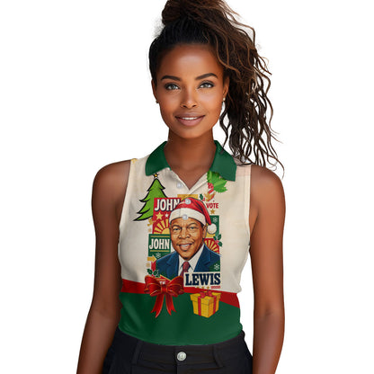 John Lewis Selma 1965 Christmas Women Sleeveless Polo Shirt Civil Rights Courage Hope Peace Festive Holiday Tree