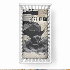 Bose Ikard Black Cowboy Baby Bed Cover Vintage Newspaper Collage Old West African American History Art