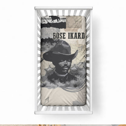 Bose Ikard Black Cowboy Baby Bed Cover Vintage Newspaper Collage Old West African American History Art