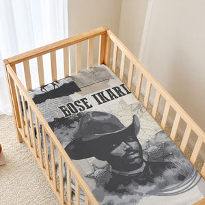 Bose Ikard Black Cowboy Baby Bed Cover Vintage Newspaper Collage Old West African American History Art