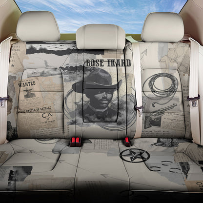 Bose Ikard Black Cowboy Back Car Seat Cover Vintage Newspaper Collage Old West African American History Art