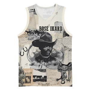 Bose Ikard Black Cowboy Basketball Jersey Vintage Newspaper Collage Old West African American History Art