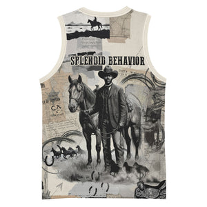 Bose Ikard Black Cowboy Basketball Jersey Vintage Newspaper Collage Old West African American History Art