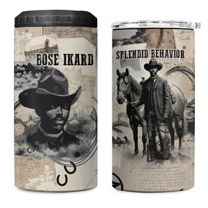 Bose Ikard Black Cowboy 4 in 1 Can Cooler Tumbler Vintage Newspaper Collage Old West African American History Art