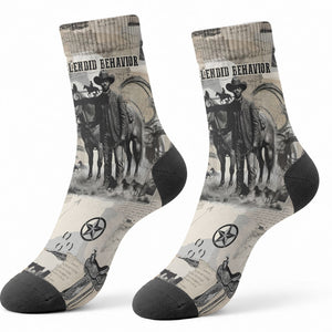 Bose Ikard Black Cowboy Crew Socks Vintage Newspaper Collage Old West African American History Art