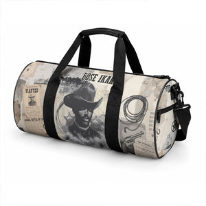 Bose Ikard Black Cowboy Duffle Bag Vintage Newspaper Collage Old West African American History Art