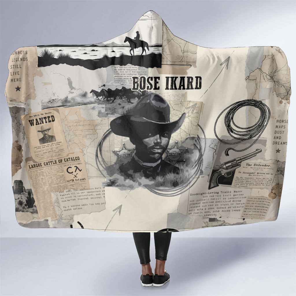 Bose Ikard Black Cowboy Hooded Blanket Vintage Newspaper Collage Old West African American History Art