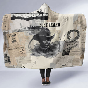 Bose Ikard Black Cowboy Hooded Blanket Vintage Newspaper Collage Old West African American History Art