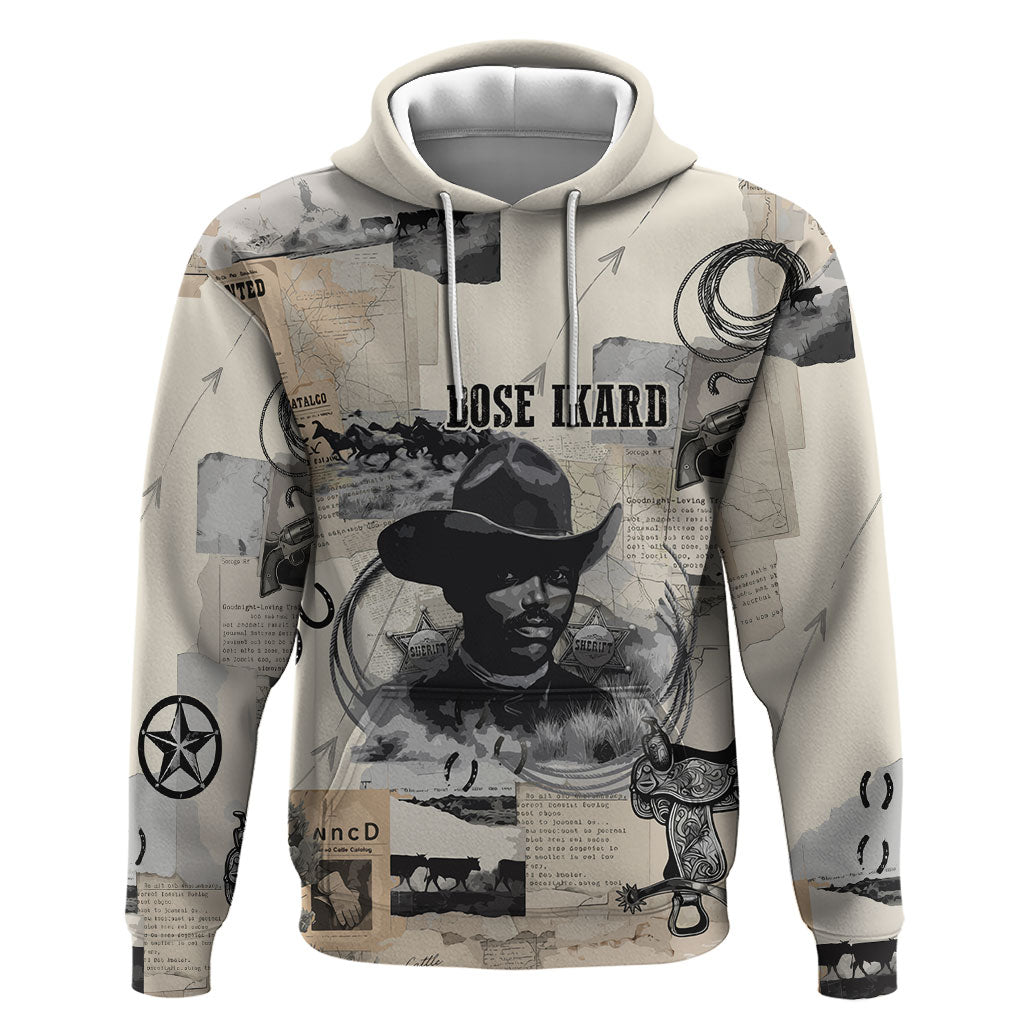 Bose Ikard Black Cowboy Hoodie Vintage Newspaper Collage Old West African American History Art