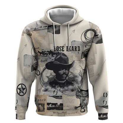 Bose Ikard Black Cowboy Hoodie Vintage Newspaper Collage Old West African American History Art