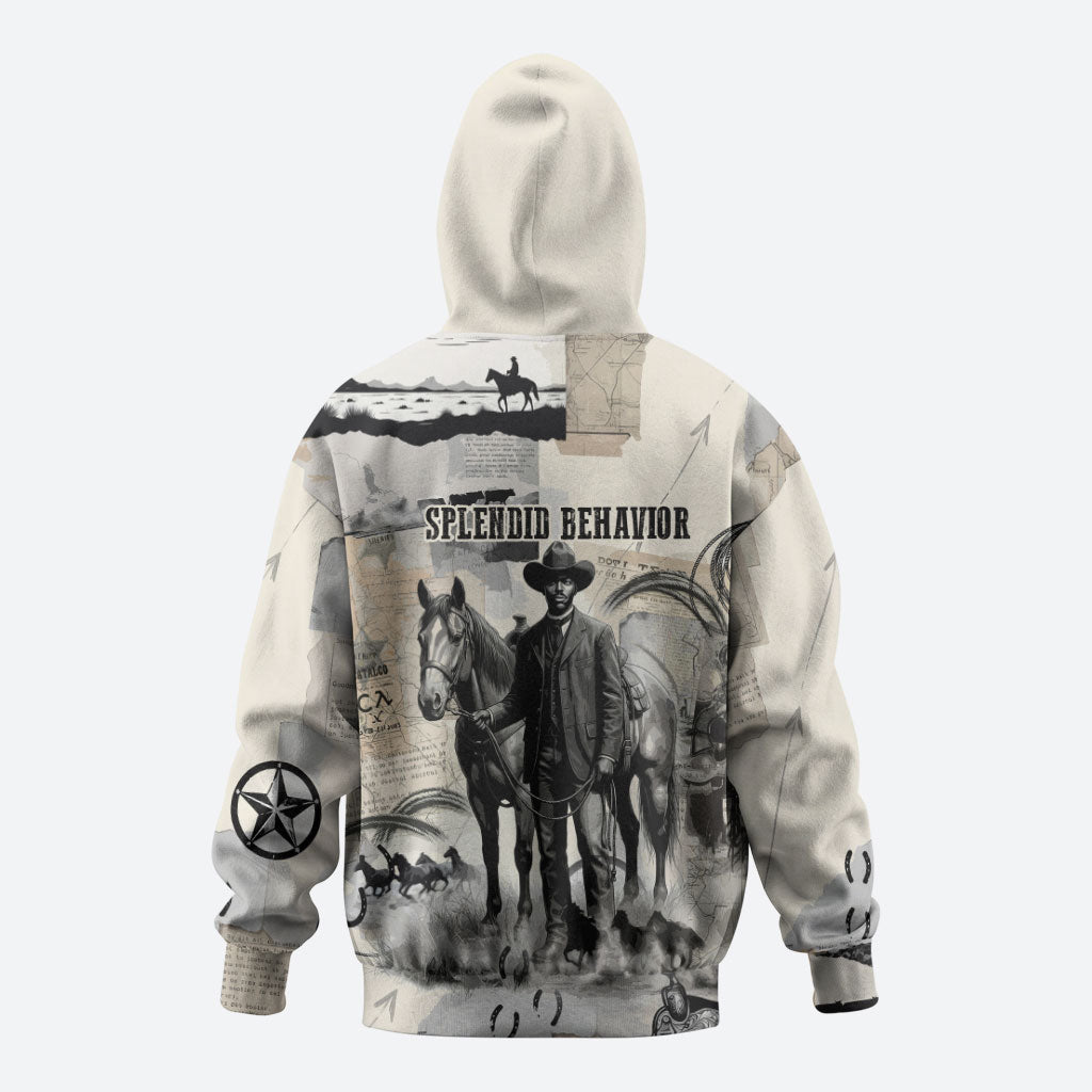 Bose Ikard Black Cowboy Hoodie Vintage Newspaper Collage Old West African American History Art