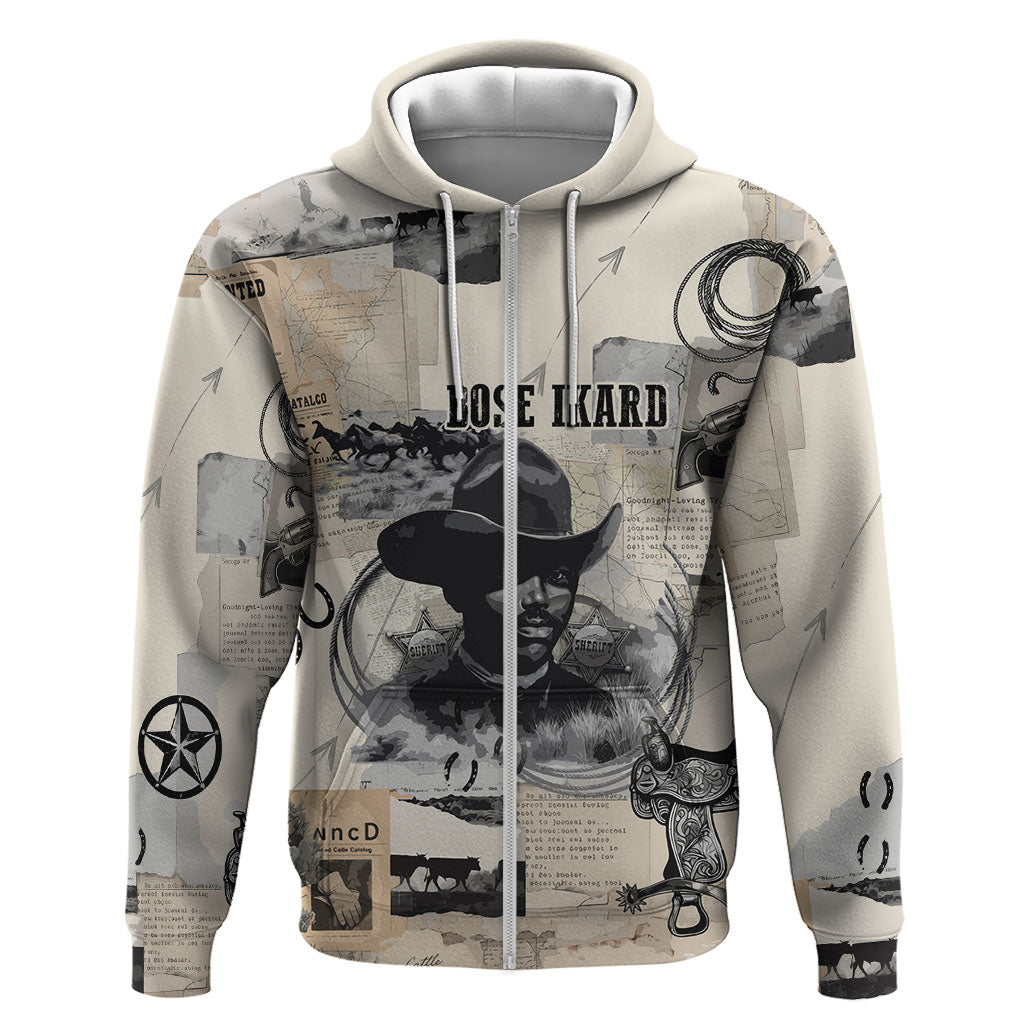 Bose Ikard Black Cowboy Hoodie Vintage Newspaper Collage Old West African American History Art