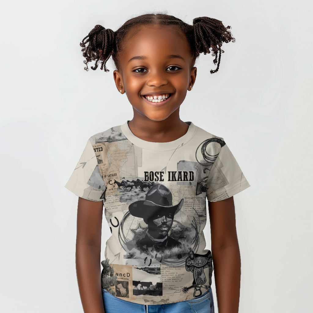 Bose Ikard Black Cowboy Kid T shirt Vintage Newspaper Collage Old West African American History Art