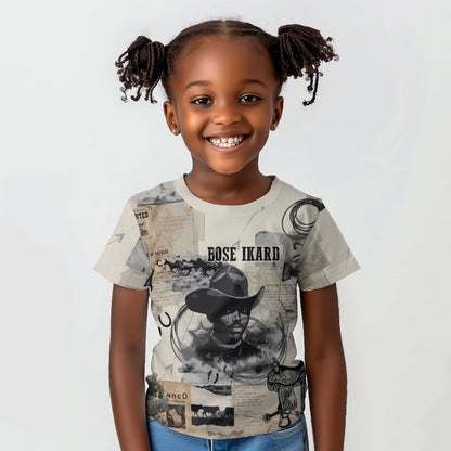 Bose Ikard Black Cowboy Kid T shirt Vintage Newspaper Collage Old West African American History Art