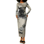 Bose Ikard Black Cowboy Long Sleeve Bodycon Dress Vintage Newspaper Collage Old West African American History Art