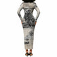 Bose Ikard Black Cowboy Long Sleeve Bodycon Dress Vintage Newspaper Collage Old West African American History Art