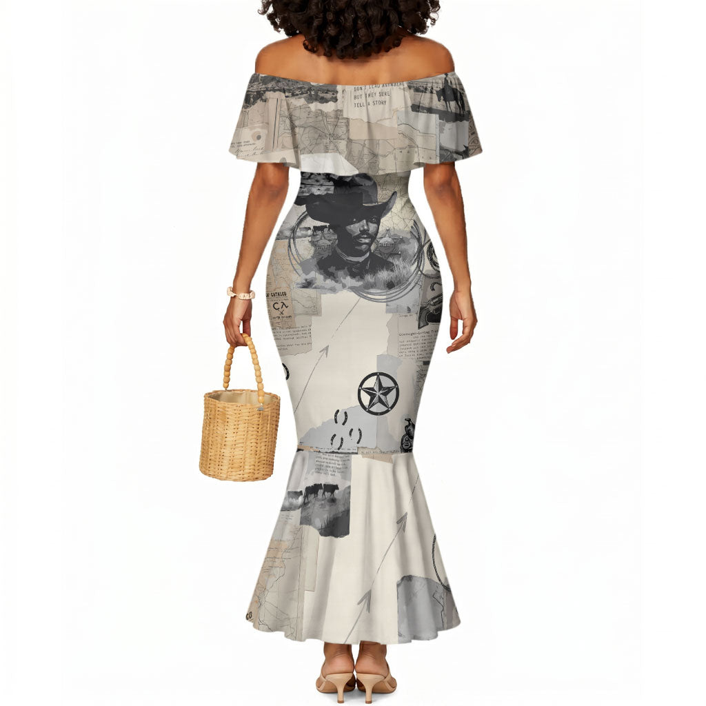 Bose Ikard Black Cowboy Mermaid Dress Vintage Newspaper Collage Old West African American History Art