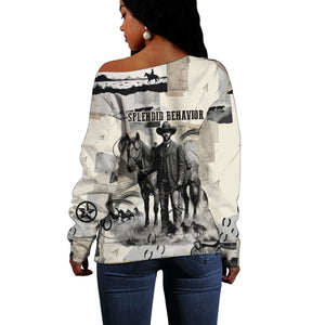 Bose Ikard Black Cowboy Off Shoulder Sweater Vintage Newspaper Collage Old West African American History Art
