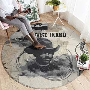 Bose Ikard Black Cowboy Round Carpet Vintage Newspaper Collage Old West African American History Art