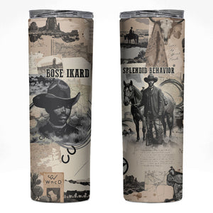 Bose Ikard Black Cowboy Skinny Tumbler Vintage Newspaper Collage Old West African American History Art