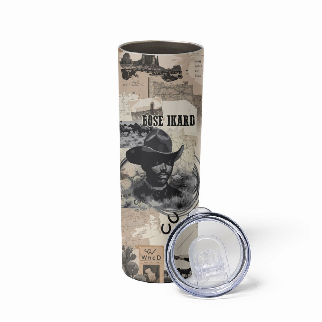 Bose Ikard Black Cowboy Skinny Tumbler Vintage Newspaper Collage Old West African American History Art