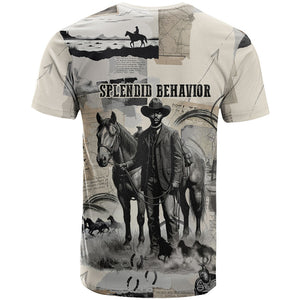 Bose Ikard Black Cowboy T shirt Vintage Newspaper Collage Old West African American History Art