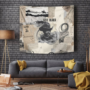 Bose Ikard Black Cowboy Tapestry Vintage Newspaper Collage Old West African American History Art
