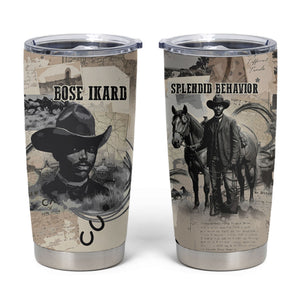 Bose Ikard Black Cowboy Tumbler Cup Vintage Newspaper Collage Old West African American History Art