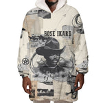Bose Ikard Black Cowboy Wearable Blanket Hoodie Vintage Newspaper Collage Old West African American History Art
