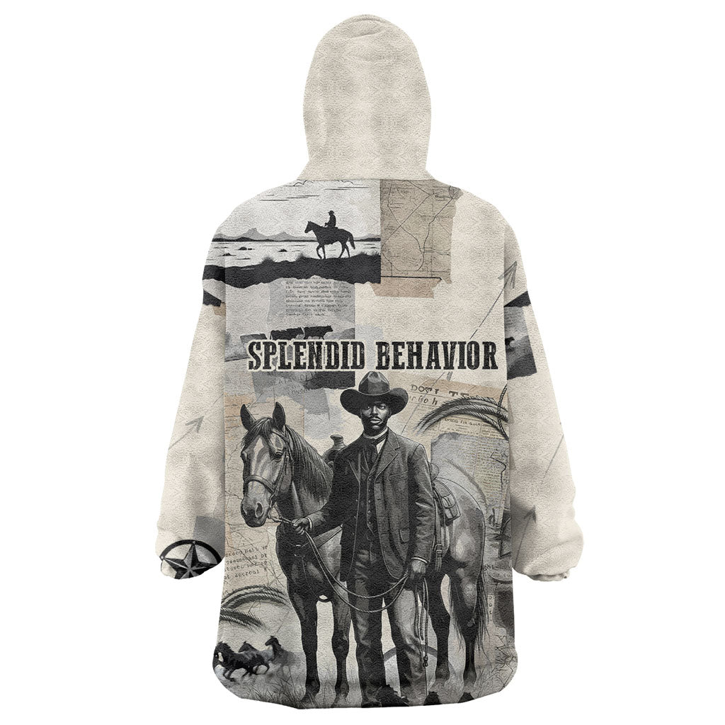 Bose Ikard Black Cowboy Wearable Blanket Hoodie Vintage Newspaper Collage Old West African American History Art