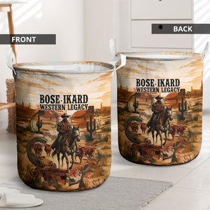 Bose Ikard Black Cowboy Texas Trail Driver Laundry Basket Vintage Western Desert Collage African American History Art