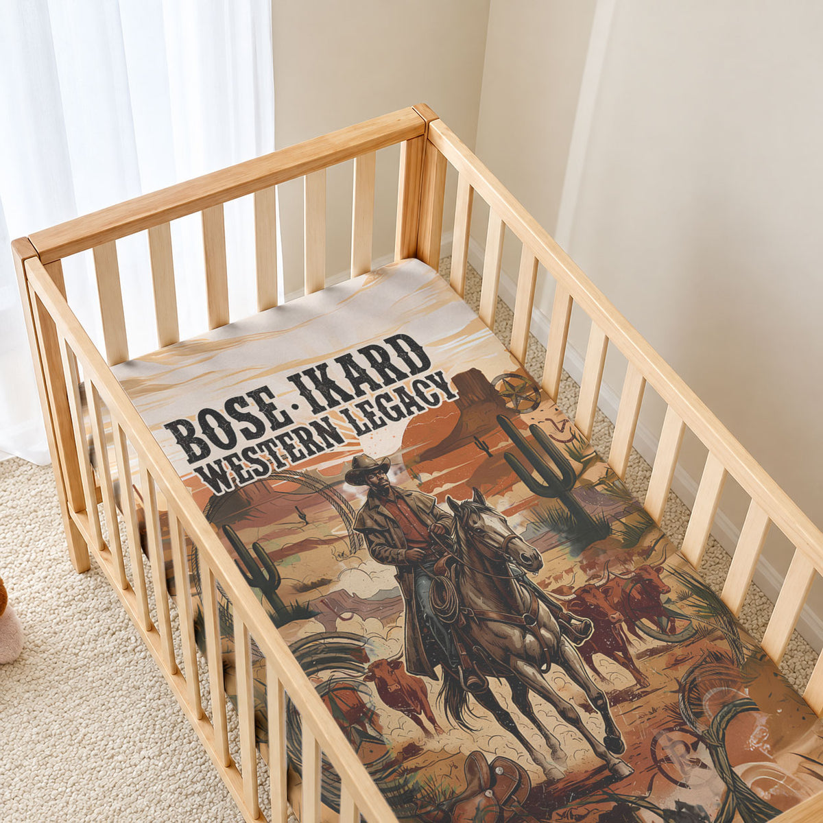 Bose Ikard Black Cowboy Texas Trail Driver Baby Bed Cover Vintage Western Desert Collage African American History Art