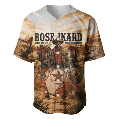 Bose Ikard Black Cowboy Texas Trail Driver Baseball Jersey Vintage Western Desert Collage African American History Art